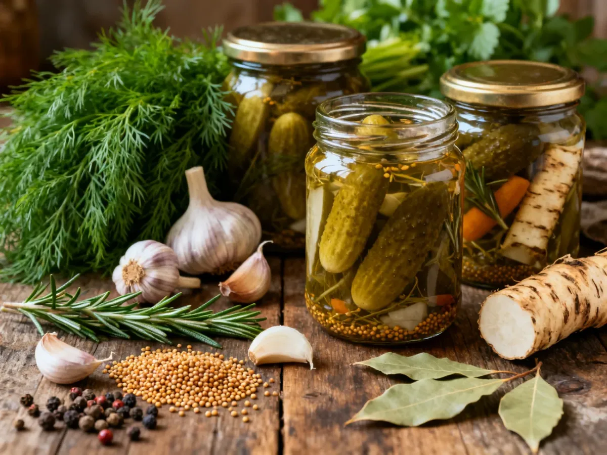 Świeże dodatki aromatyczne do marynat octowych